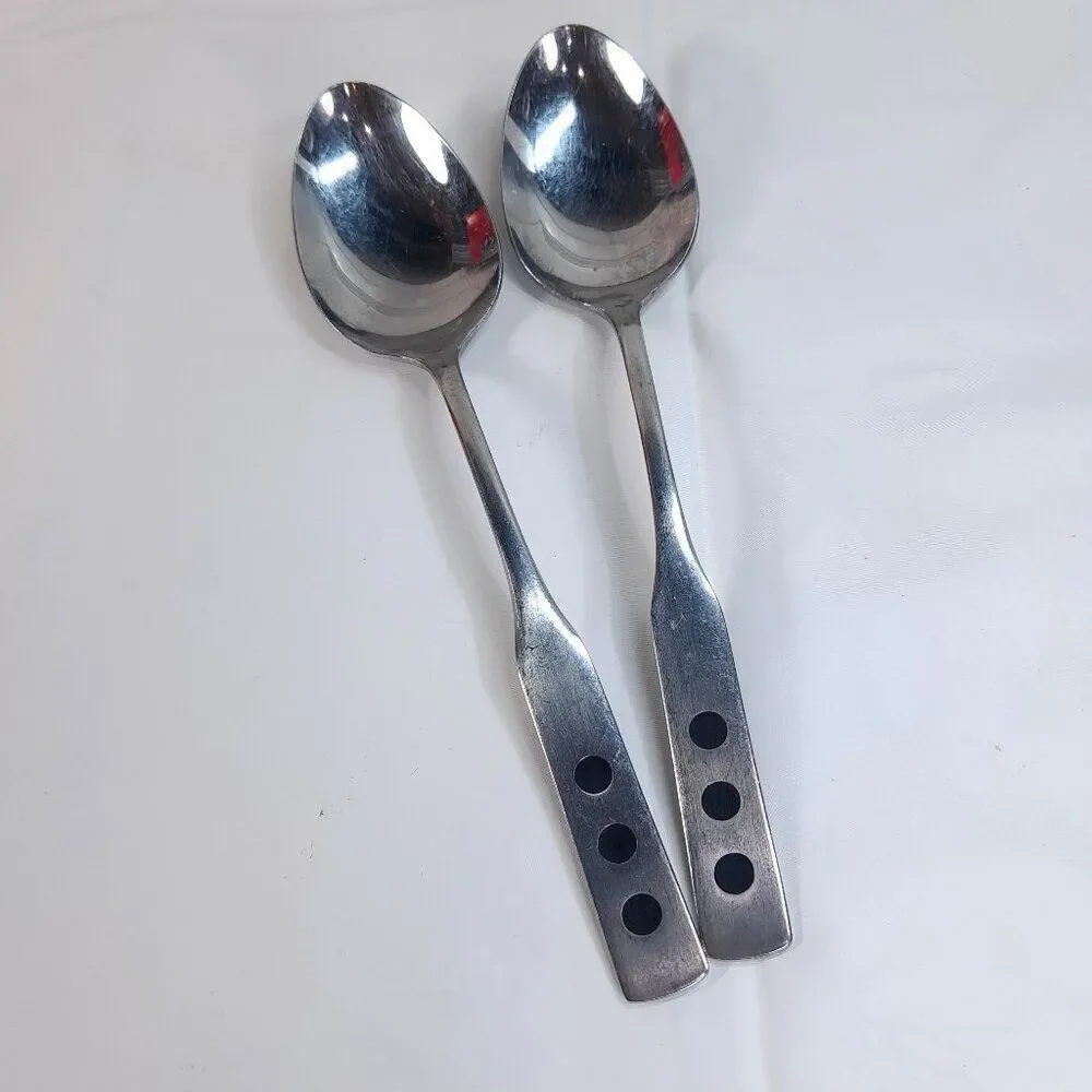 Vintage United Silver USI34 US place‎ oval spoon set 2 dots circles made Japan